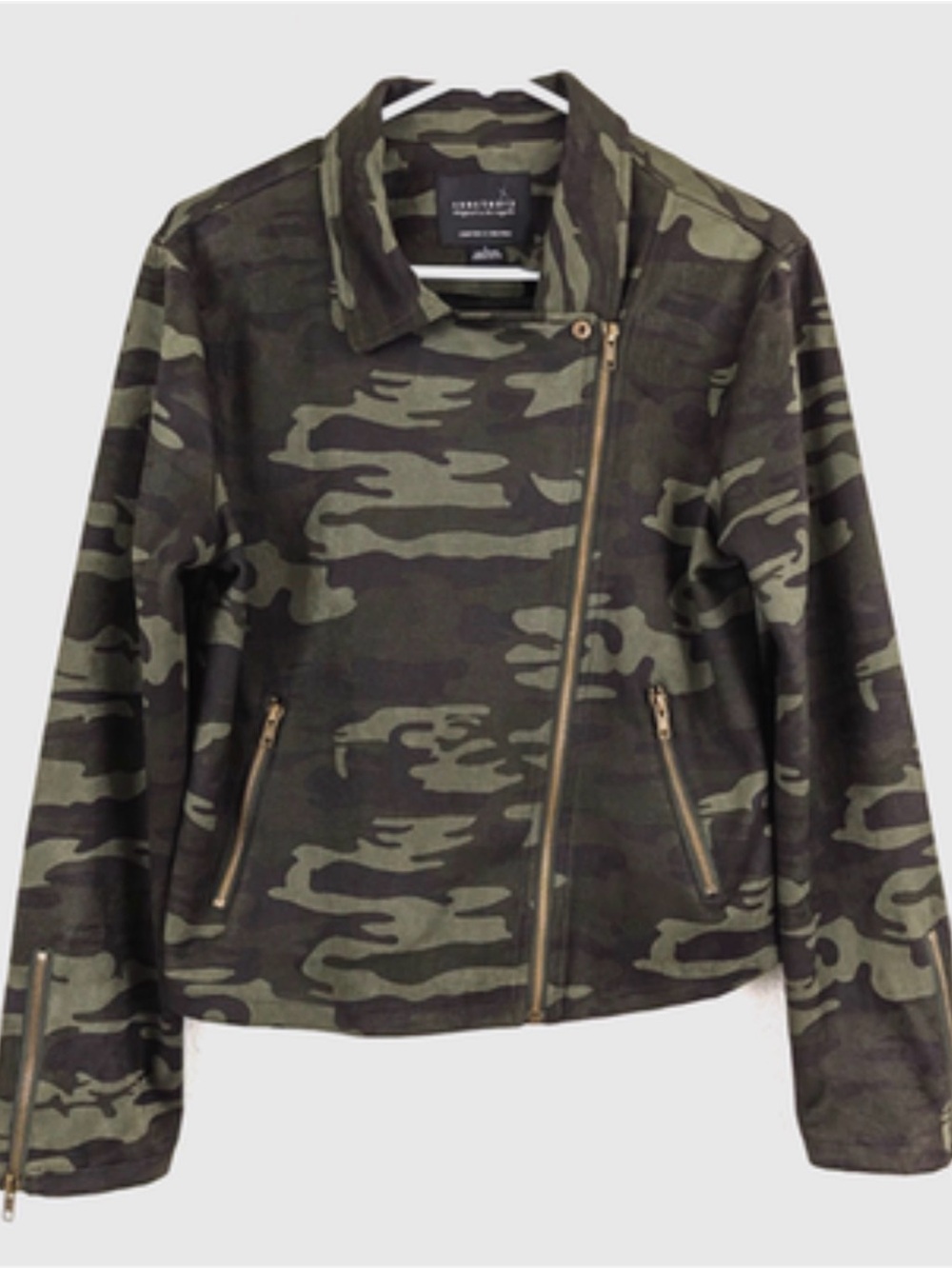 Camo Asymmetric Zip Moto Jacket (XS)